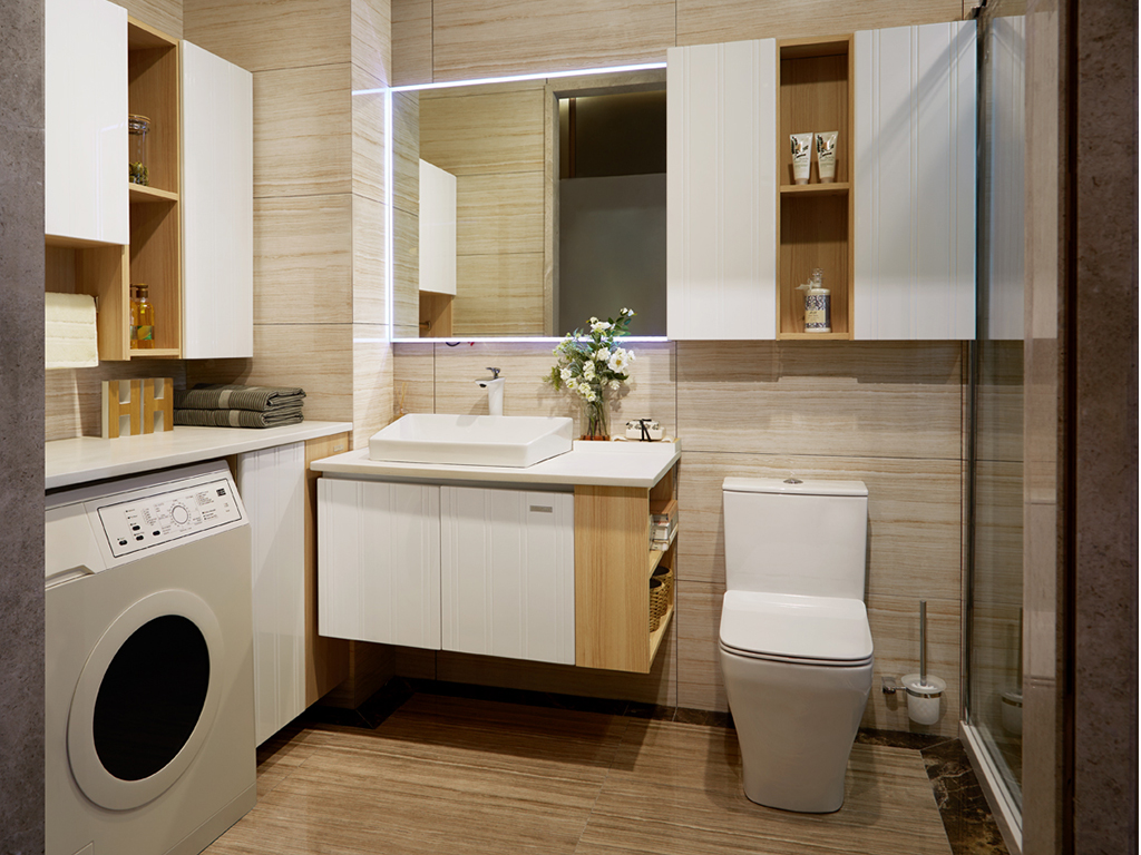 全鋁浴室柜-02（風格：現代；顏色：楓木暖白）